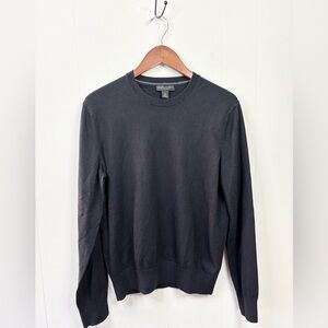 Banana Republic black luxury blend crewneck sweater cashmere silk cotton size L
